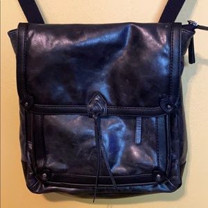 Versatile black distressed leather backpack